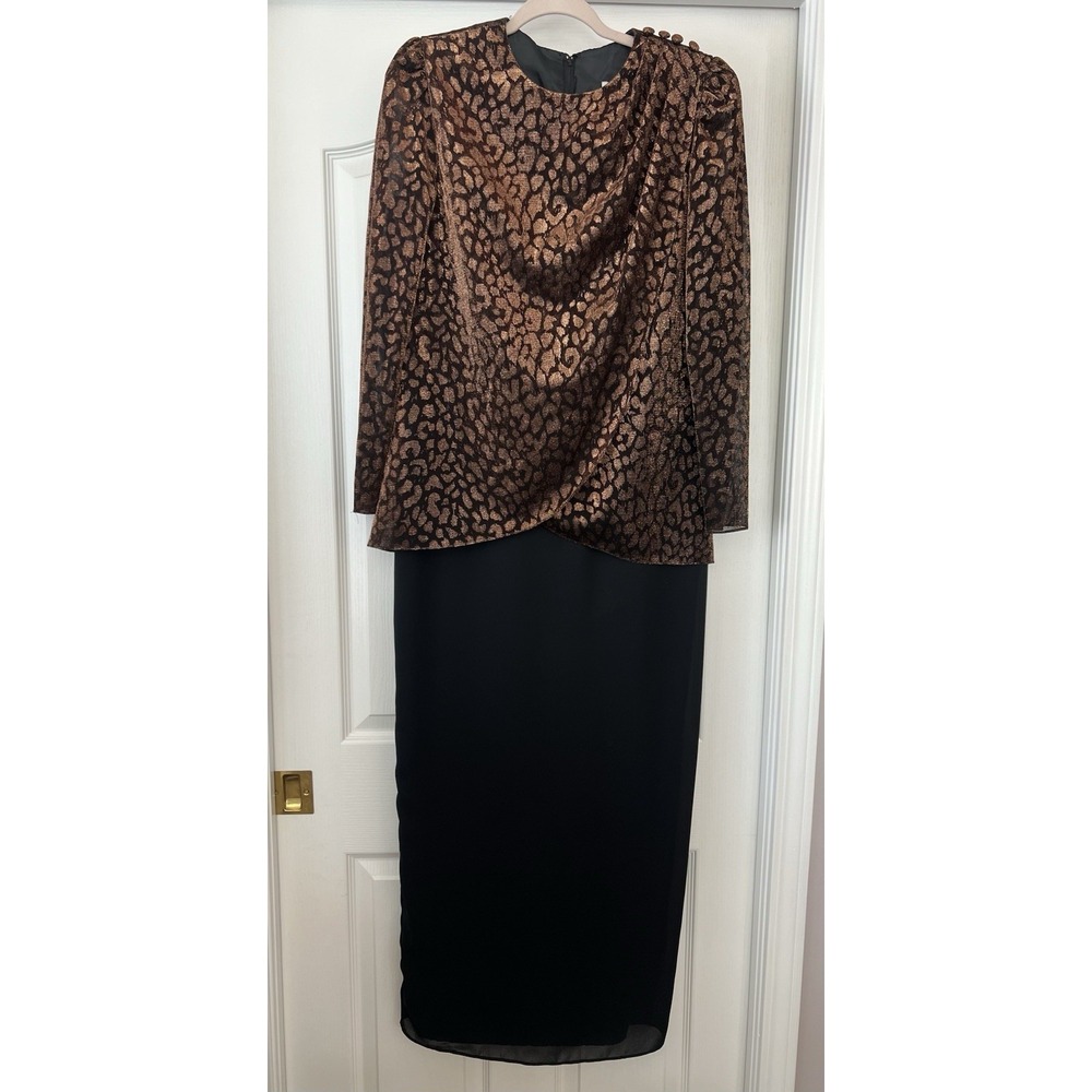 Patra Evening Dress Size 8 Bronze Metallic‎ Black Party Festival Wear Formal